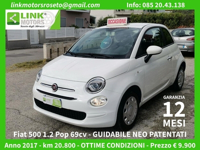 FIAT 500 1.2 Pop - Km 20.800 tagliandati- NEO PATENTATI Usata