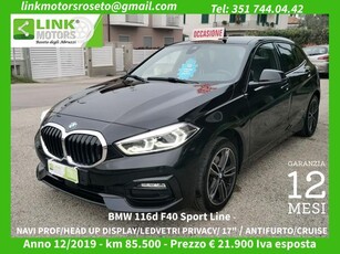 BMW 116 d 5p. Sport NAVI/LED/HEAD-UP/VETRI/17´´ TagliandBMW Diesel