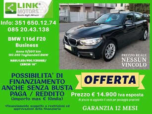 BMW 116 d 5p. Business -NAVI/LED/PDC/CRUISE -TAGLIANDI BMW Usata