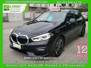 BMW 116 d 5p. Sport NAVI/LED/HEAD-UP/VETRI/17