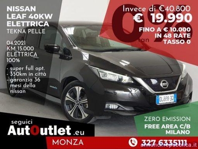 Nissan Leaf Tekna 40 kWh ELETTRICA 100% aut.350km TASSO 0 Monza