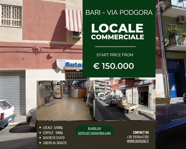 Locale commerciale / Negozio di 1 vani /120 mq a Bari - Poggiofranco (zona VICINANZE MERCATO SANTA SCOLASTICA)