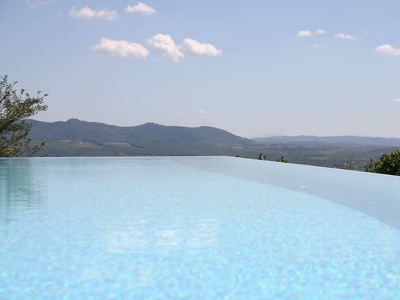 Traumblick in die Toskana vom Landhaus mit Pool auf Hügel zw. Siena u. Florenz