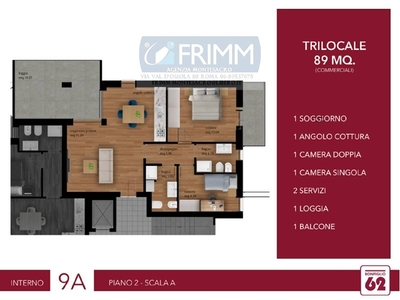 Trilocale in Vendita a Roma, 330'000€, 89 m²
