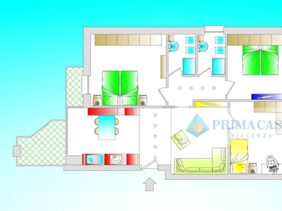Quadrilocale a Piacenza, 2 bagni, 120 m², 3° piano, ascensore