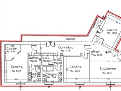 Quadrilocale a Carrara, 2 bagni, 115 m², 3° piano, ascensore