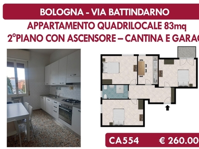 Quadrilocale in Battindarno, Bologna, 1 bagno, posto auto, 83 m²