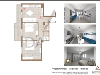 Trilocale in Via Buozzi, Follonica, 1 bagno, 74 m², 2° piano, terrazzo