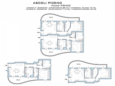 Quadrilocale ad Ascoli Piceno, 2 bagni, con box, 86 m², 1° piano